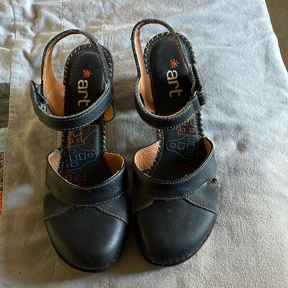 The Art Co (Spain) Strappy Black Leather Heels, Never Worn, Size 41 (US 9.5/10)